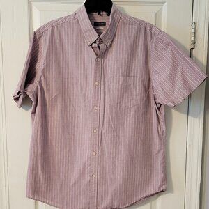 Van Heusen Wine Stripe Mens Short Sleeve SHIRT L